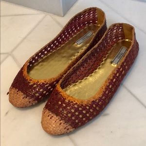 Prada leather woven ballet flats 39